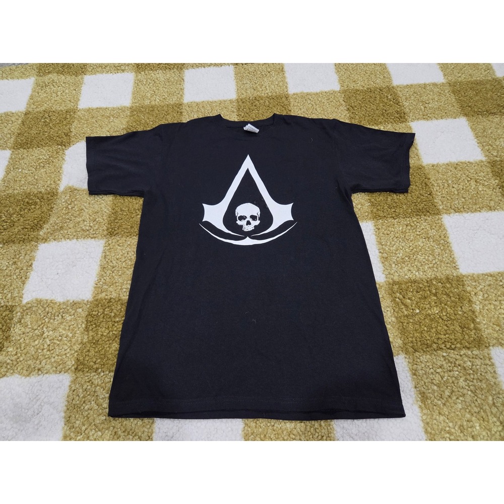 Assassins Creed IV Black Flag T Shirt Mens Medium Black Skull Pirate Graphic Tee